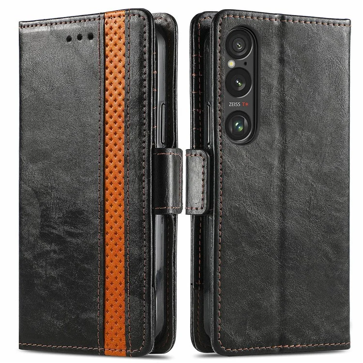 For Sony Xperia 1 VI Phone Cases CASENEO PU Leather Cover Stand with RFID Blocking Wallet - Black