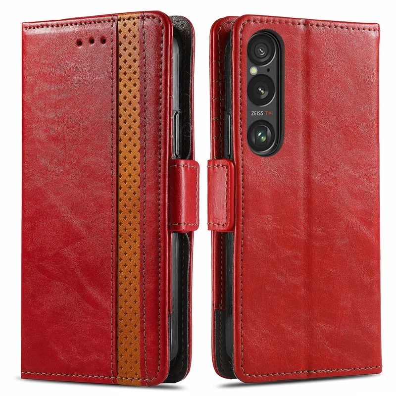 For Sony Xperia 1 VI Phone Cases CASENEO PU Leather Cover Stand with RFID Blocking Wallet - Red