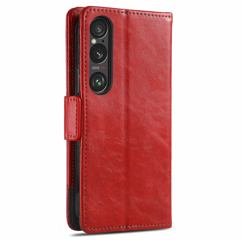 For Sony Xperia 1 VI Phone Cases CASENEO PU Leather Cover Stand with RFID Blocking Wallet - Red