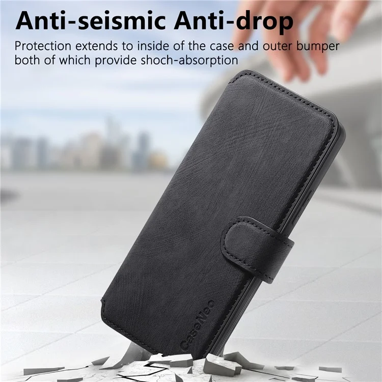 CASENEO MW-03 Para Honor 200 Lite Funda Retro de Piel Bloqueo RFID Soporte para Teléfono - Negro 