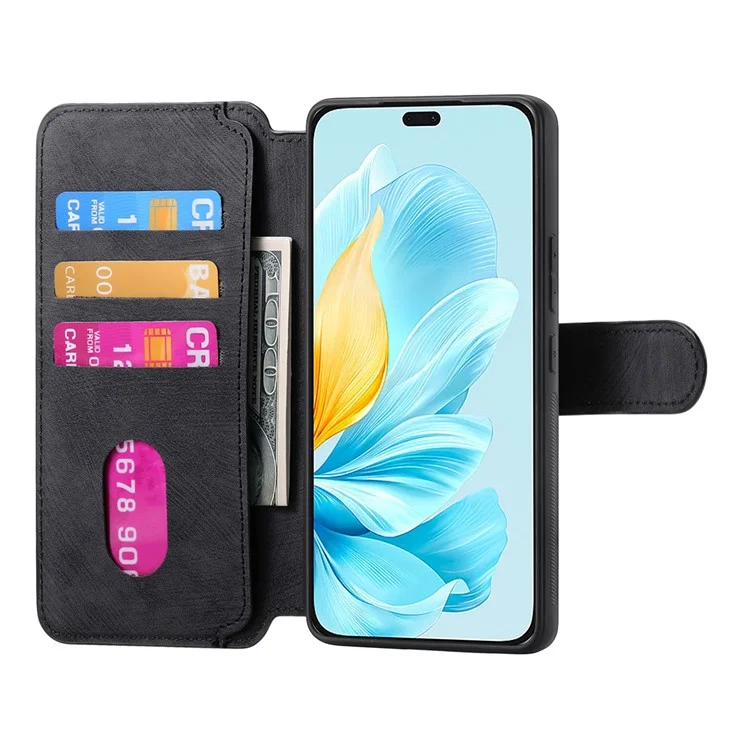 CASENEO MW-03 Para Honor 200 Lite Funda Retro de Piel Bloqueo RFID Soporte para Teléfono - Negro 