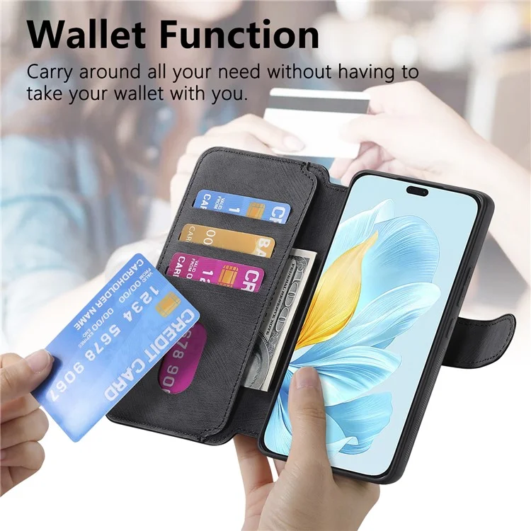 CASENEO MW-03 Para Honor 200 Lite Funda Retro de Piel Bloqueo RFID Soporte para Teléfono - Negro 