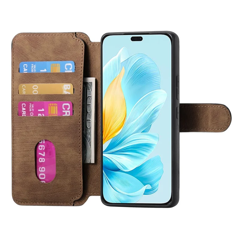 For Honor 200 Lite Magnetic Case CASENEO Detachable Leather Phone Wallet Cover - Brown
