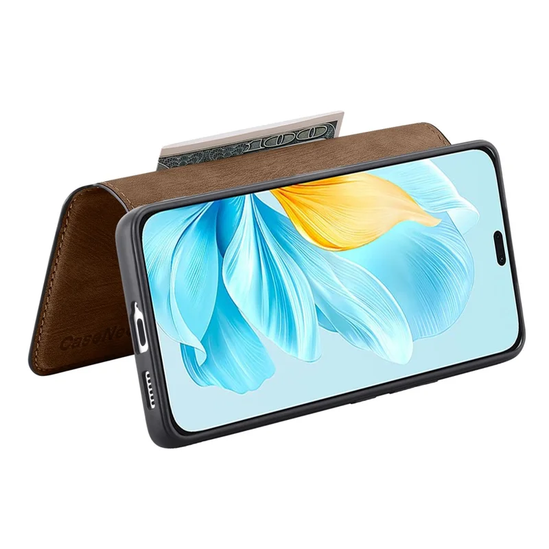 For Honor 200 Lite Magnetic Case CASENEO Detachable Leather Phone Wallet Cover - Brown