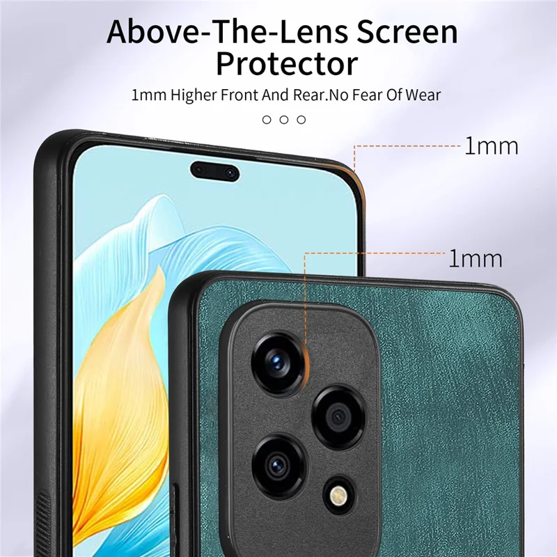 D2 for Honor 200 Lite Case Card Slots Retro PU+TPU Cover with Kickstand - Green