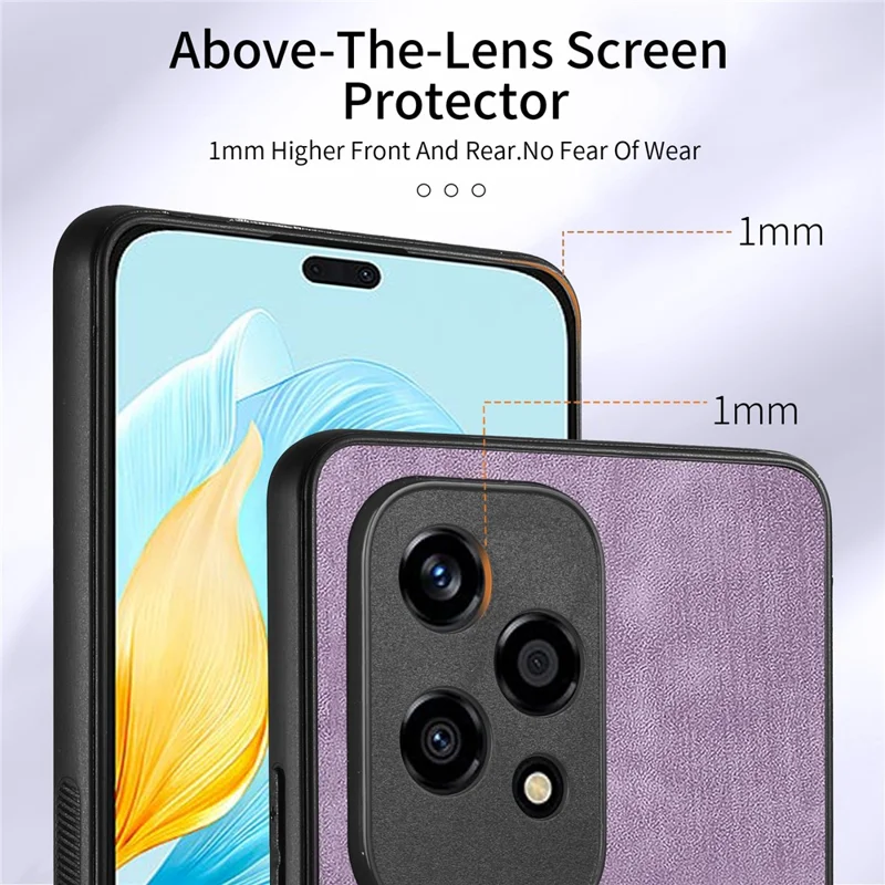 D2 for Honor 200 Lite Case Card Slots Retro PU+TPU Cover with Kickstand - Purple