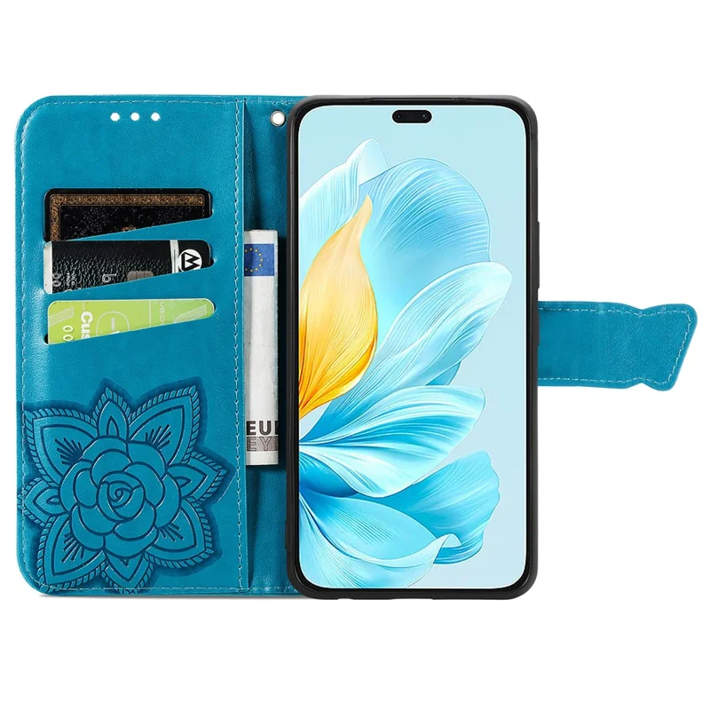 For Honor 200 Lite Case Butterfly Imprinted PU Leather Wallet Wholesale Phone Cover - Blue