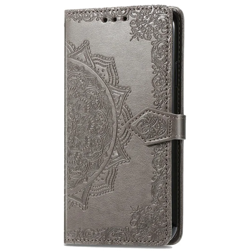 For Honor 200 Lite Case Stand Function Embossed Mandala Pattern PU Leather Phone Cover - Grey