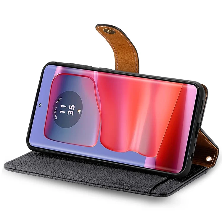 For Motorola Edge 50 Pro 5G Case Zipper Pocket Purse RFID Blocking Leather Phone Cover - Black