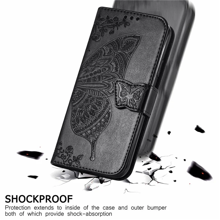 Per Motorola Edge 50 Pro 5G Wallet Case Butterfly Imprinted PU Leather Phone Cover - Nero