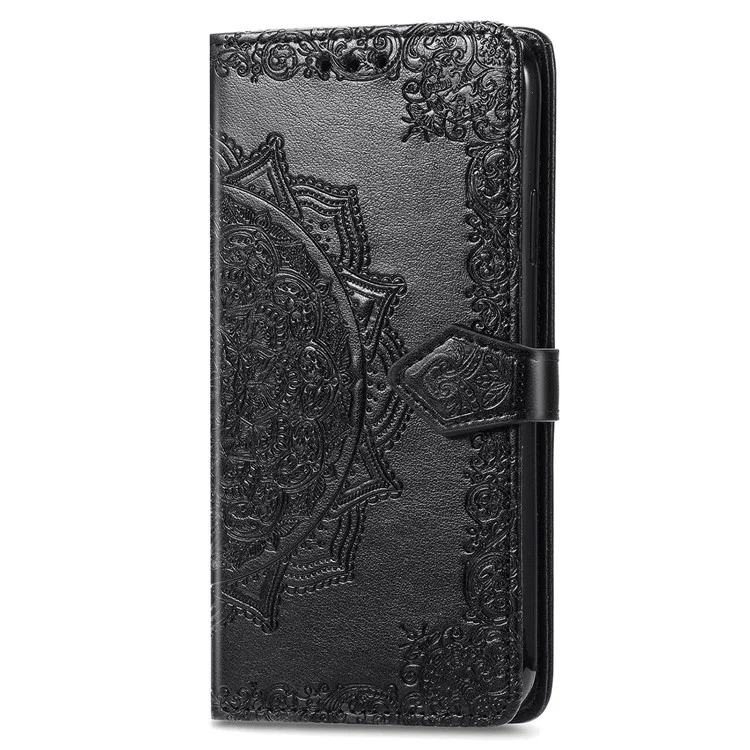 For Motorola Edge 50 Pro 5G Case Mandala Flower Leather Phone Cover with 3 Card Slots - Black