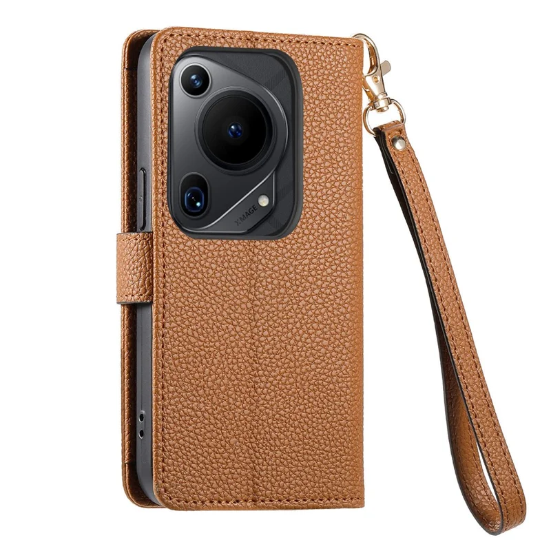Pour Huawei Pura 70 Ultra - Étui avec fente pour carte RFID, en cuir PU avec fermeture éclair - Marron