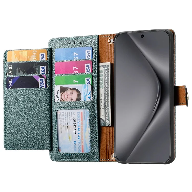 Per Huawei Pura 70 Ultra Case RFID Blocking Card Slots PU Leather Zipper Phone Cover - Verde