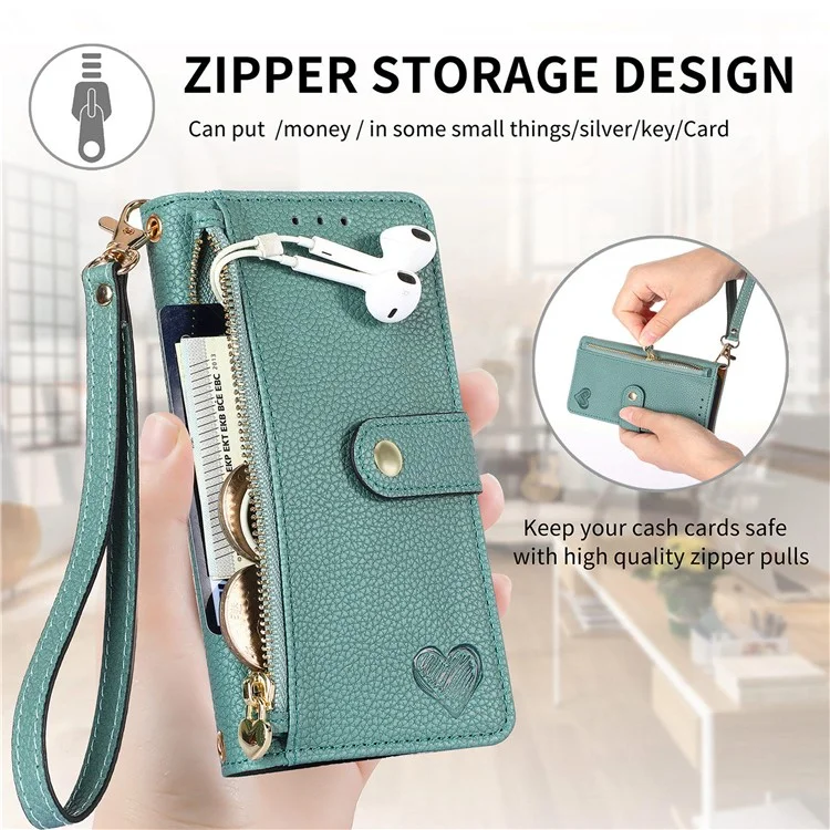 Per Huawei Pura 70 Ultra Case RFID Blocking Card Slots PU Leather Zipper Phone Cover - Verde