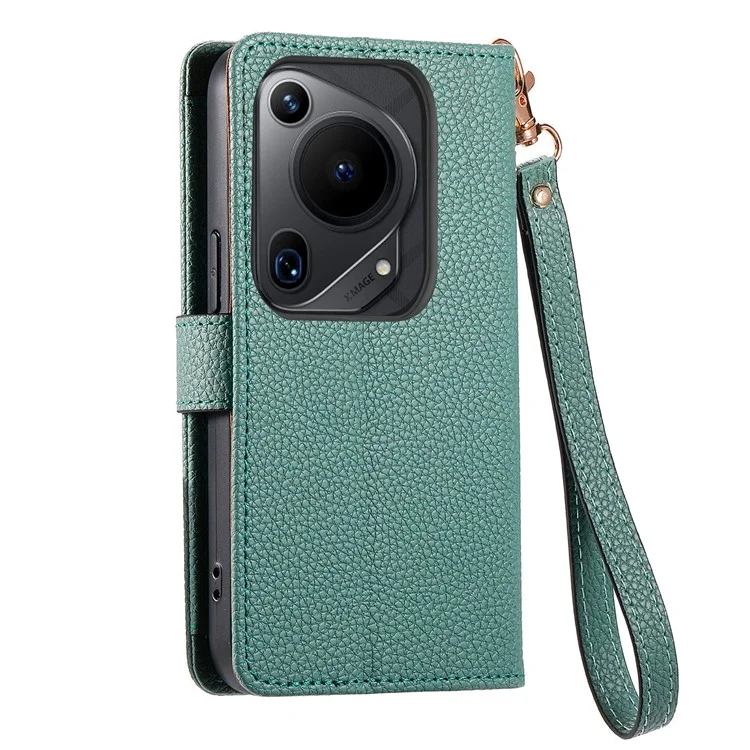 Per Huawei Pura 70 Ultra Case RFID Blocking Card Slots PU Leather Zipper Phone Cover - Verde