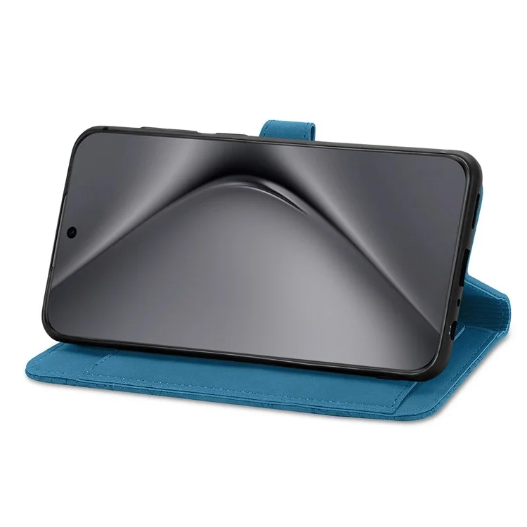 Para Huawei Pura 70 Ultra Case Stand Zipper Wallet Flower Phone Leather Cover - Azul