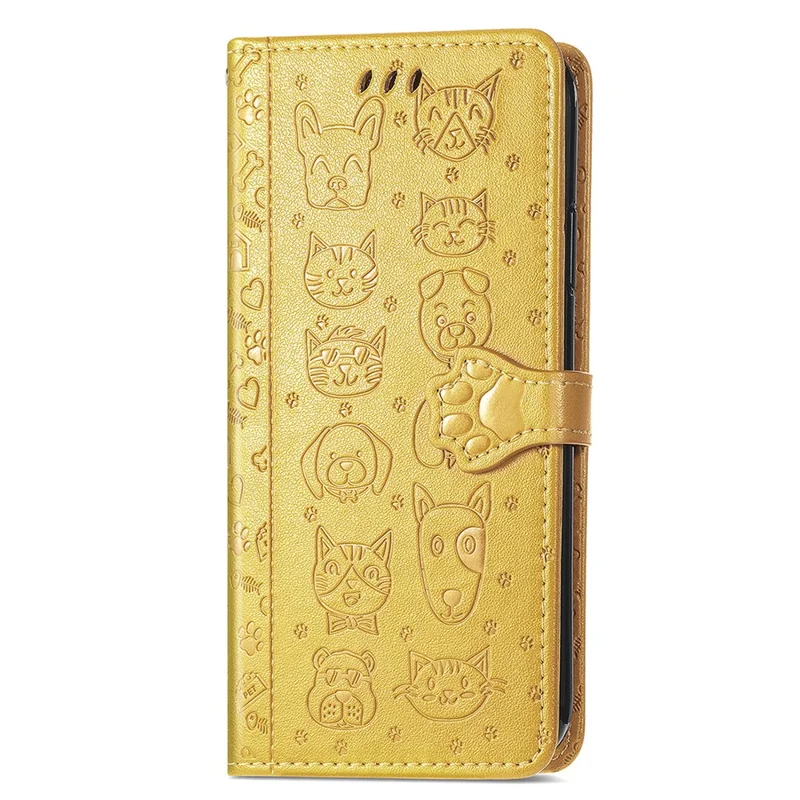 For Huawei Pura 70 Pro / Pura 70 Pro+ Case Leather Wallet Cover Cute Cat Dog Pattern - Yellow