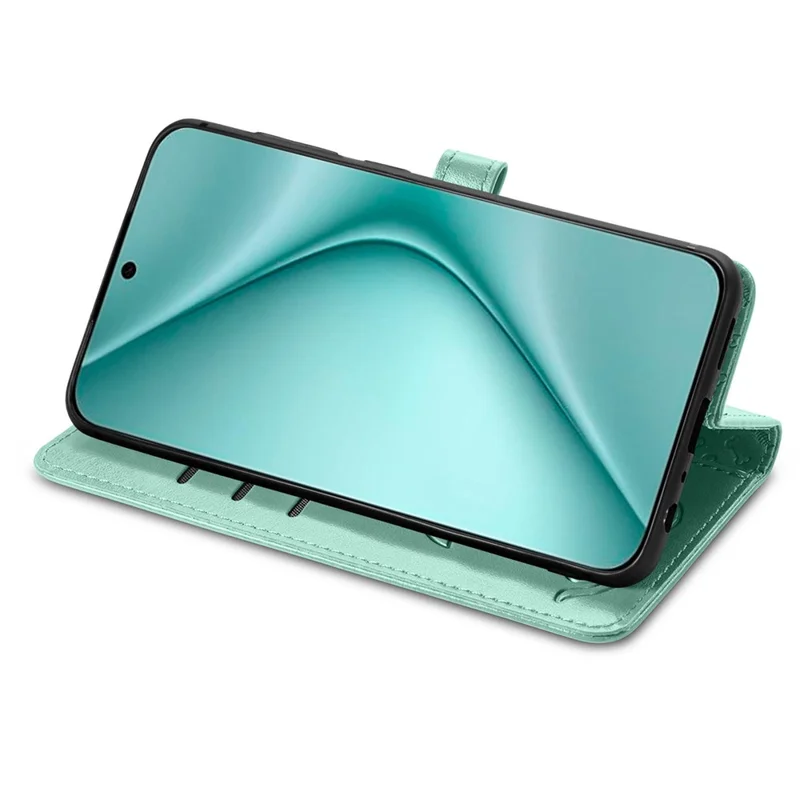 For Huawei Pura 70 Case Cute Cat Dog Imprinted PU Leather Flip Phone Cover - Green