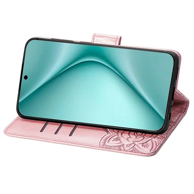 For Huawei Pura 70 Case Card Holders Butterfly Pattern PU Leather Phone Cover - Rose Gold