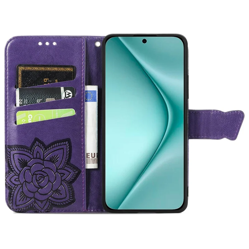 Für Huawei Pura 70 Case Kartenetui Schmetterling Muster PU Leder Handyhülle - Dunkel Lila