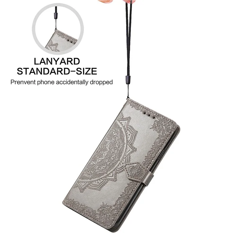 For Huawei Pura 70 Case Mandala Flower Stand Leather Wallet Phone Cover - Grey