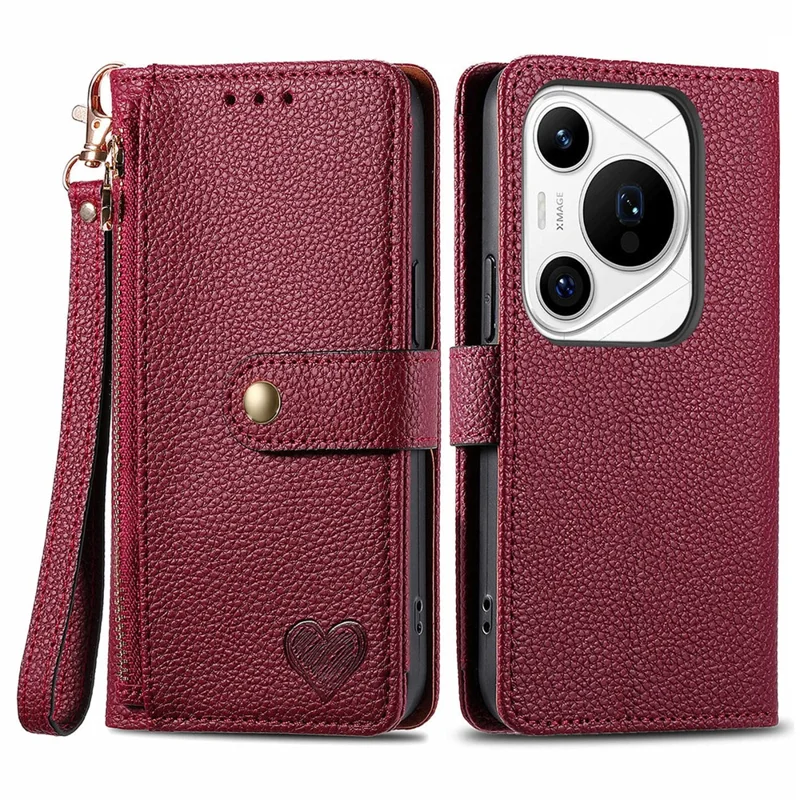 Per Huawei Pura 70 Pro / Pura 70 Pro+ Custodia con Cerniera in Pelle con Portafoglio con Tecnologia RFID Blocking - Rosso