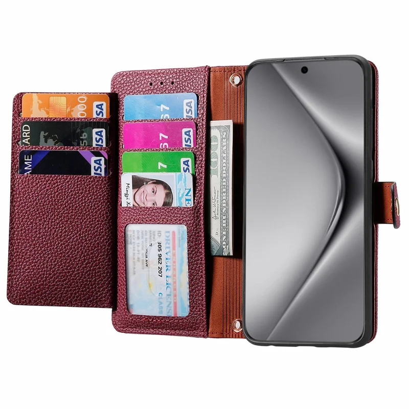 Per Huawei Pura 70 Pro / Pura 70 Pro+ Custodia con Cerniera in Pelle con Portafoglio con Tecnologia RFID Blocking - Rosso