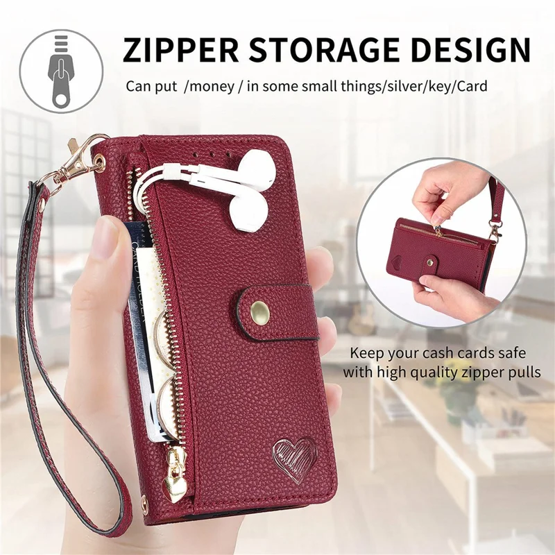 Per Huawei Pura 70 Pro / Pura 70 Pro+ Custodia con Cerniera in Pelle con Portafoglio con Tecnologia RFID Blocking - Rosso