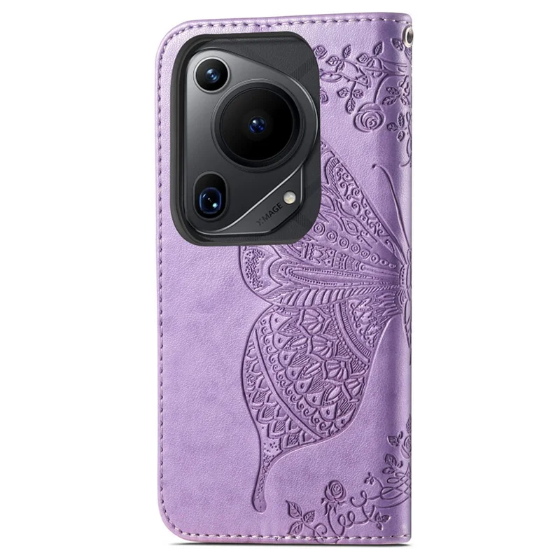 Pour Huawei Pura 70 Ultra Case Stand Portefeuille Cuir Housse Téléphone Motif Papillon - Violet Clair