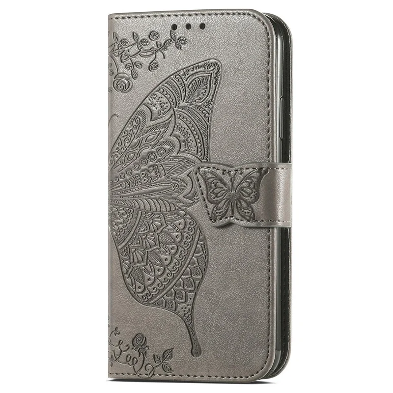 For Huawei Pura 70 Ultra Case Stand Wallet Leather Phone Cover Butterfly Pattern - Grey