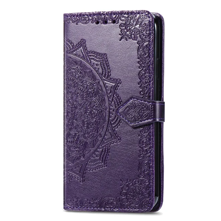 Para Huawei Pura 70 Ultra Case PU Leather Mandala Flower Phone Cover con Strap - Púrpura