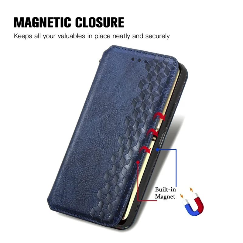 Para Realme C65 4G Capa da Carteira Fecho Magnético Couro Diamante Capa de Telefone - Azul