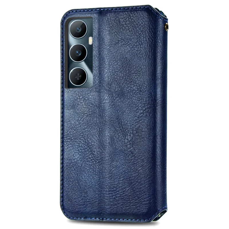 Para Realme C65 4G Capa da Carteira Fecho Magnético Couro Diamante Capa de Telefone - Azul