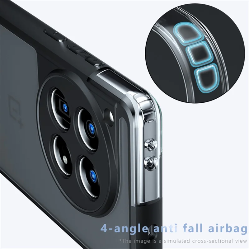 For OnePlus 12 5G Case Skin-Touch TPU + PC Matte Phone Back Cover, Transparent Black