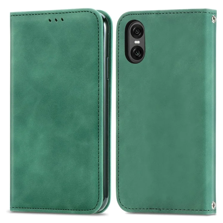 Für Sony Xperia 10 VI Case Wallet Stand Function Skin-Touch Leder Handyhülle - Grün