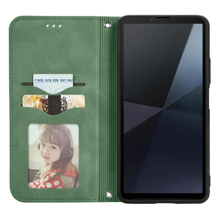 Für Sony Xperia 10 VI Case Wallet Stand Function Skin-Touch Leder Handyhülle - Grün