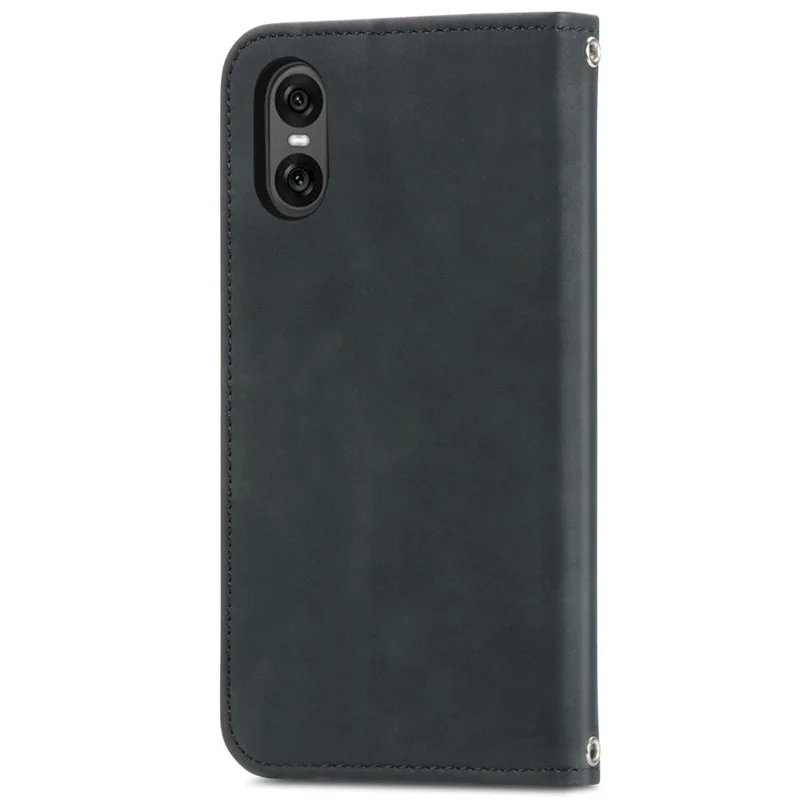 For Sony Xperia 10 VI Case Wallet Stand Function Skin-touch Leather Phone Cover - Black