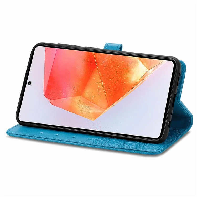 Para el Samsung Galaxy M55 5G / C55 5G / F55 5G Funda 3 Ranuras para Tarjetas Mandala Flor Cubierta de Teléfono de Cuero - Azul