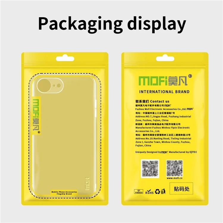 Étui MOFI pour iPhone SE (2024) Transparent Antichoc TPU Étui de téléphone fin