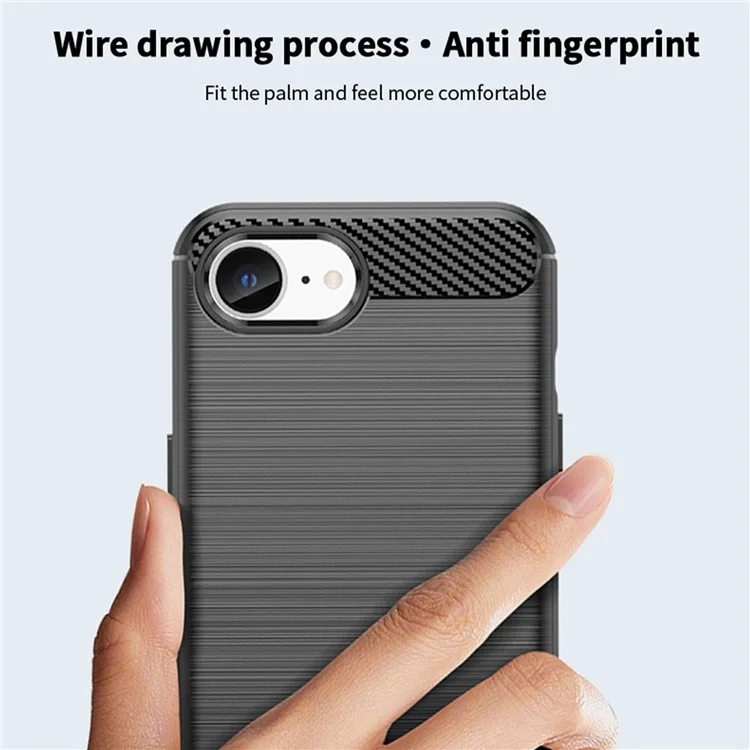 MOFI JK TPU Series-1 For iPhone 16e Case Carbon Fiber Design Flexible TPU Phone Cover - Black