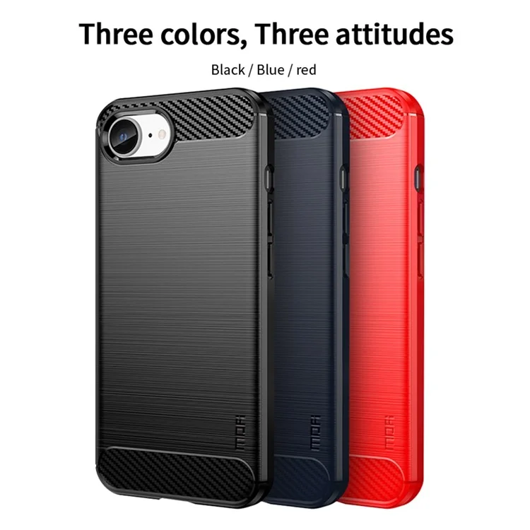 MOFI JK TPU Series-1 For iPhone 16e Case Carbon Fiber Design Flexible TPU Phone Cover - Black