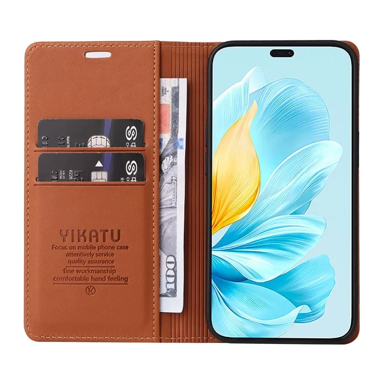 YIKATU YK-001 For Honor 200 Lite Case Magnetic Flip PU Leather Card Slots Phone Cover - Brown
