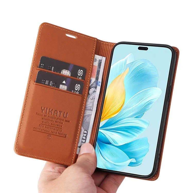 YIKATU YK-001 For Honor 200 Lite Case Magnetic Flip PU Leather Card Slots Phone Cover - Brown
