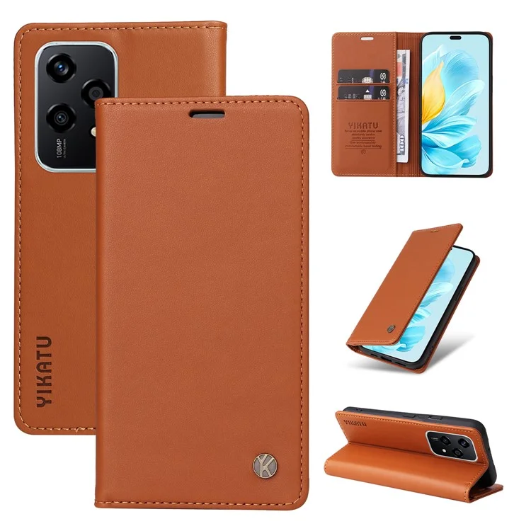 YIKATU YK-001 For Honor 200 Lite Case Magnetic Flip PU Leather Card Slots Phone Cover - Brown