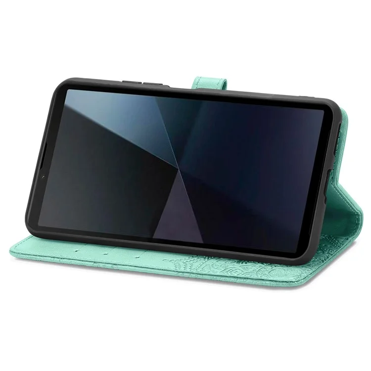 Per Sony Xperia 10 VI Case Mandala Flower Stand Wallet Phone Leather Cover - Verde