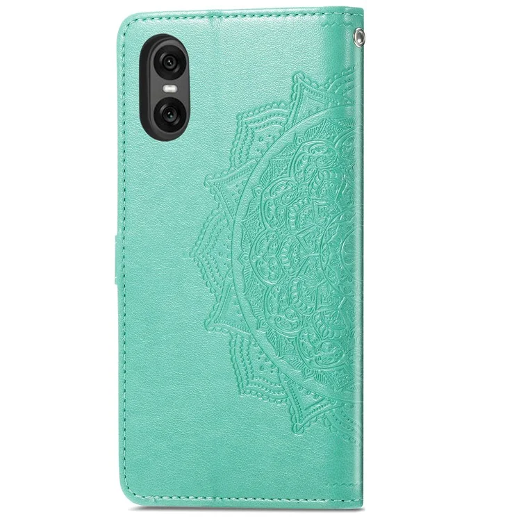 Per Sony Xperia 10 VI Case Mandala Flower Stand Wallet Phone Leather Cover - Verde