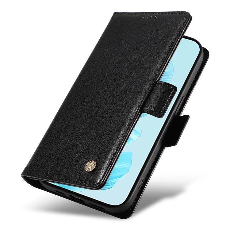 YIKATU YK-007 For Honor 200 Lite Case Litchi Texture Magnetic Clasp Phone Cover - Black