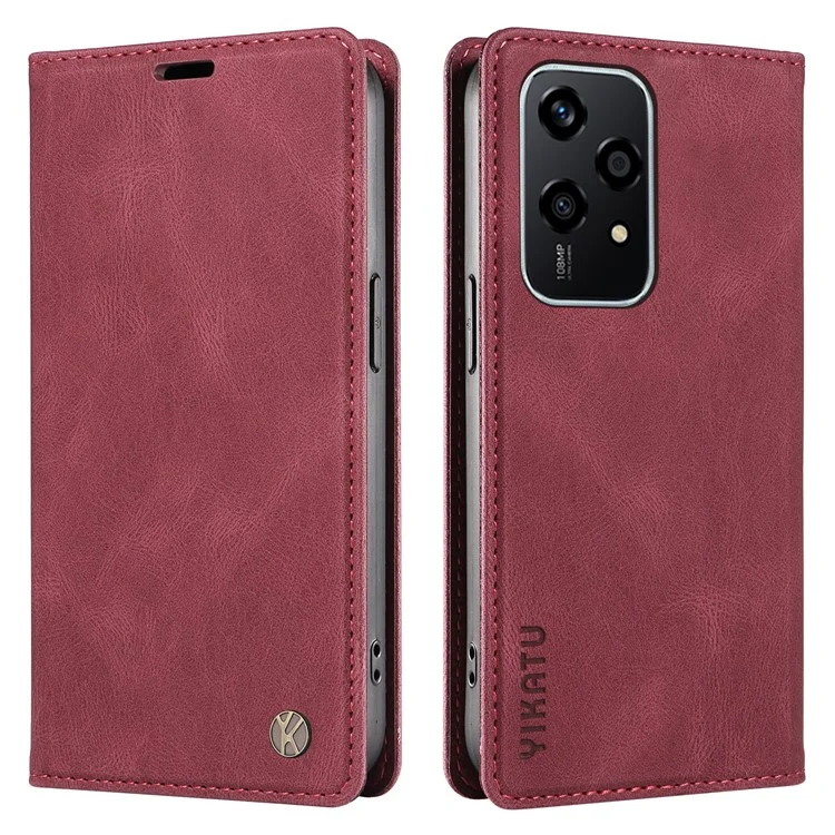 YIKATU YK-004 For Honor 200 Lite Leather Cover Skin-Touch Wallet Phone Cases Wholesale - Wine Red