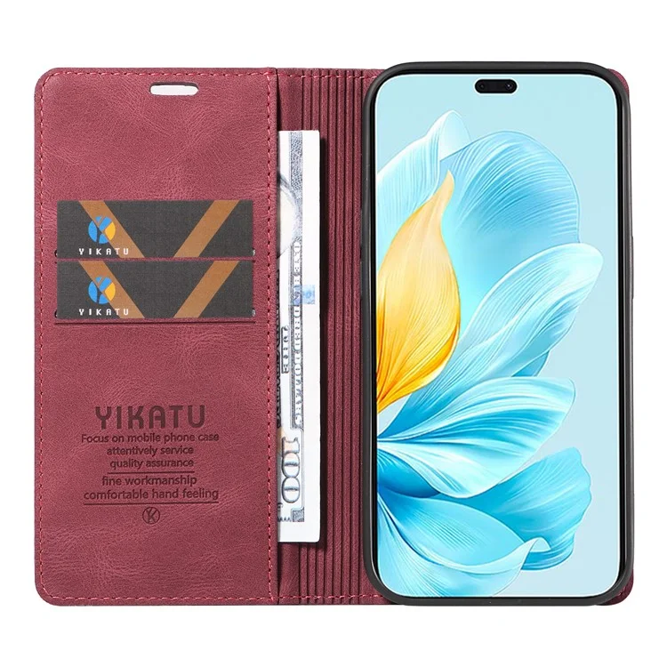 YIKATU YK-004 For Honor 200 Lite Leather Cover Skin-Touch Wallet Phone Cases Wholesale - Wine Red
