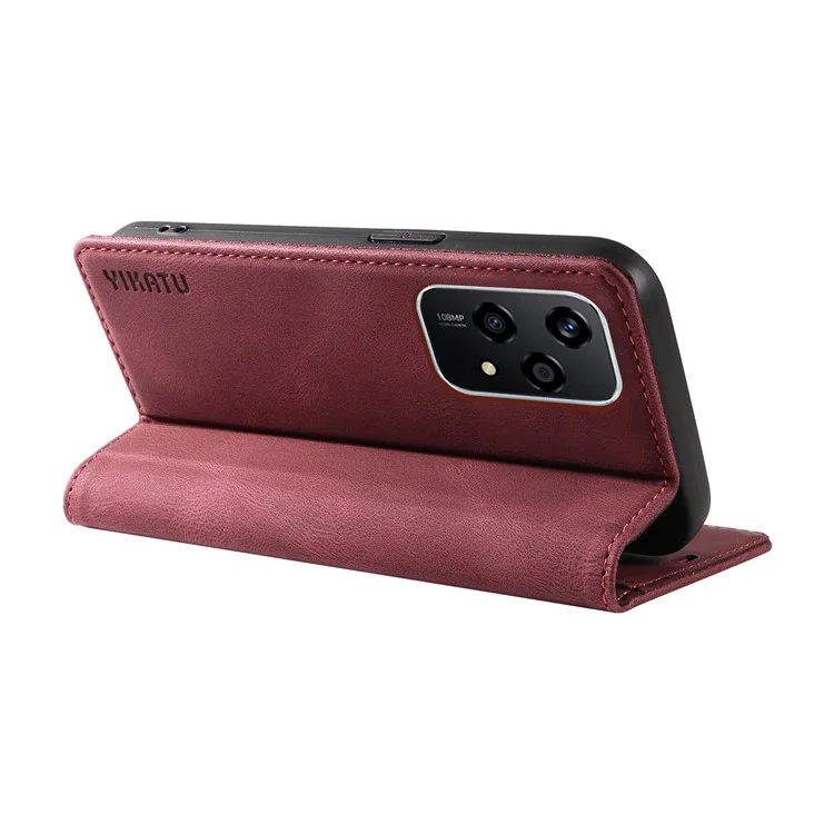 YIKATU YK-004 For Honor 200 Lite Leather Cover Skin-Touch Wallet Phone Cases Wholesale - Wine Red